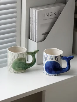 INS Ручная роспись подглазурным цветом, Чашка для пары дельфинов, Персонализированная чашка для молока для завтрака, Креативная керамическая чашка для кофе, Чашка для воды