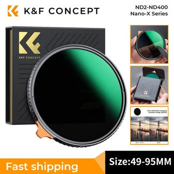 K & F Concept Nano-X Series 67 мм с переменным ND-фильтром ND2-ND400 (9 остановок) Фильтр для объектива с 28-слойным водонепроницаемым покрытием против царапин