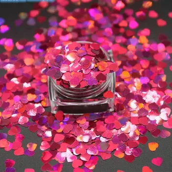 1 Пакет (20 г) Лазерные Блестки для ногтей Sweet Love Heart Ультратонкие Красные Розовые Блестящие Хлопья Для Дизайна Ногтей Блестка DIY Декор Ногтей Маникюрные Инструменты