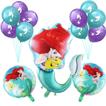 Тематическая вечеринка в стиле Русалки, Воздушные шары Принцессы Ариэль, 16 дюймов, Воздушные шары с серебряными номерами, Товары для вечеринки в честь Дня рождения девочек, Детские игрушки для душа