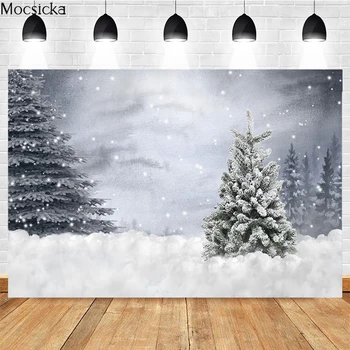 Mocsicka Зимний фон для фотосъемки Белый Снег, декорации для леса, реквизит для душа ребенка, портрет ребенка, студийный фон для фотосъемки