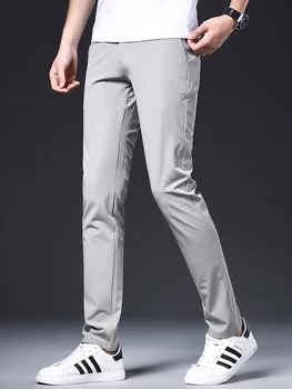 2023 Весна Лето Мужские Повседневные брюки Деловые Стрейчевые Облегающие брюки Чинос Корейской Моды Классические Длинные Мужские Официальные брюки