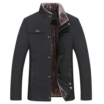 Зимняя мужская куртка, теплая флисовая деловая Повседневная куртка со стоячим воротником, пальто Parker Tick, -30 Дерез, теплый меховой воротник