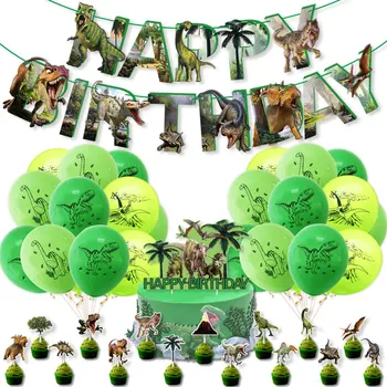 Милый набор для вечеринки с динозаврами, сделай сам, макет сцены, Воздушный шар с динозавром, Рев Динозавра, День Рождения, Тема Сафари в Джунглях, Баннер с Динозавром для детей