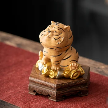 Милое маленькое украшение в виде тигра, керамический мультяшный талисман 