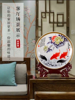 Керамическая декоративная тарелка, Новое Керамическое блюдо в китайском стиле, Вход в гостиную, Антикварная полка, Винный шкаф, Подарочное украшение