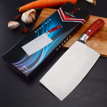Китайский Кухонный нож 4Cr13 с высоким содержанием углерода, Прочный Нож для Нарезки шеф-повара, Ножи для разделки мяса с Ультраострым лезвием и деревянной ручкой