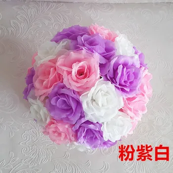 Высокое качество, 1 шт./лот, 35 см, свадебный цветочный шар, Искусственный цветок, розовый шар, шелковый цветок, Настоящий сенсорный розовый шар, украшения для дома