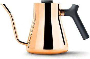 Чайник для приготовления кофе и чая на плите - Заварочный чайник с гусиной шеей и точным носиком, Встроенный термометр, Матово-черный, 1 Lite