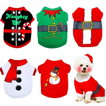 Рождественский костюм, Одежда для домашних собак, Рубашка для Собак, Милая Рождественская Одежда для Собак, Костюм Щенка Котенка для Собак, Одежда для домашних животных, Чихуахуа Йорк