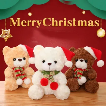 23 СМ Новая Рождественская Шляпа Плюшевый Мишка Плюшевые Игрушки Милые Плюшевые Куклы Мягкие для Детей, Подружки, Подарки на День Рождения, Рождество
