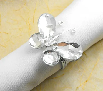 кольцо для салфеток с бабочкой из прозрачного хрусталя, держатель для салфеток ручной работы